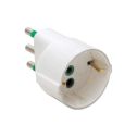 One-way adaptor plug italian std. 2P+E 16A socket italian/german std. 2P+E 16A white body Fanton 82130