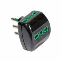 Adaptateur noir à trois voies Système vertical plug italian std. 2P+E 16A 3 prises italian-dual-size std. 2P+E 16A Fanton 82181