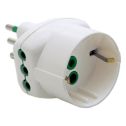 Adaptateur à trois voies plug italian std. 2P+E 10A 2 prises 2P+E 1 prise italienne/allemande std. 2P+E 16A Fanton 82210