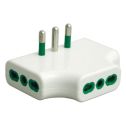 Adaptateur trois voies plat italien std. 2P+E 16A 3 prises italian-dual-size std. 2P+E 16A Corps blanc Fanton 82220