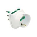 Three-way adaptor plug italian std. 2P+E 16A 2 sockets dual-size std. 2P+E 1-socket-dual-size/german std. 2P+E 16A Fanton 82240