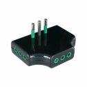 Adaptateur trois voies noir plat italien std. 2P+E 10A 3 prises italiennes std. 2P+E 10A Fanton 82251