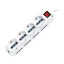 V-TAC Rallonge électrique multiprise 4 x Schuko 10/16A + 8 prises 10/16A norme italienne  avec interrupteur on/off - sku 8736