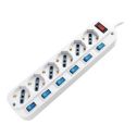 V-TAC Power Strip Italian standard outlet 6 Schuko 10/16A on/off light Independent Switches Overload Protector - sku 8739