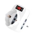 V-TAC Triple multi-plug outlet 1 Schuko 10/16A + 2 plugs 10/16A Italian standard on/off switch Overload Protector - sku 8744