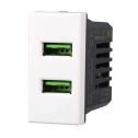 Chargeur avec 2 prises USB Type-A compatible Bticino Axolute 5Vdc 2.1A couleur blanc Ettroit AB2402