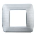 ETTROIT Plaque en Plastique Série Space 2P Couleur Argent Satiné Compatible avec Bticino Living Light LN85215