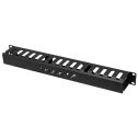 Cable organizer 1U for rack cabinets 19" black RAL9005 color steel