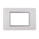 Plaque compatibles Vimar Plana 3 modules verre couleur blanc Ettroit EV84301