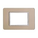 Plaque compatibles Vimar Plana 3 modules verre couleur or Ettroit EV84311