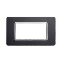 Plaque compatibles Vimar Plana 4 modules verre couleur acier foncé Ettroit EV84410