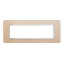 Plaque compatibles Vimar Plana 7 modules verre couleur or