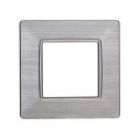 Plaque compatibles Vimar Plana 2 modules plastique couleur argent satiné Ettroit EV85215