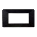 Plaque compatibles Vimar Plana 4 modules plastique couleur noir satiné Ettroit EV85414