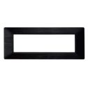 Plaque compatibles Vimar Plana 7 modules plastique couleur noir satiné Ettroit EV85614