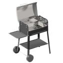Ferraboli charcoal barbecue Garda 58x37cm chrome-plated grid super-equipped with two-wheeled trolley + Stainless steel lid and shelfs