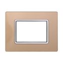 Ettroit Plaque compatible Bticino Livinglight 3 modules en verre couleur or - LN84311