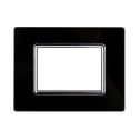 Ettroit placca compatibile Bticino Livinglight 3 moduli vetro colore nero - LN84302
