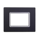Ettroit Plaque compatible Bticino Livinglight 3 modules verre graphite acier foncé - LN84310