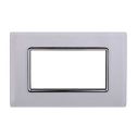 Ettroit Plaque compatible Bticino Livinglight 4 modules en verre, coloris blanc - LN84401