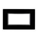Ettroit Plaque compatible Bticino Livinglight 4 modules en verre, coloris noir - LN84402