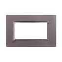 Ettroit Plaque compatible Bticino Livinglight 4 modules en verre couleur argent - LN84406