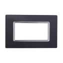 Ettroit Plaque compatible Bticino Livinglight 4 modules verre graphite acier foncé - LN84410