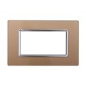 Ettroit Plaque compatible Bticino Livinglight 4 modules en verre couleur or - LN84411