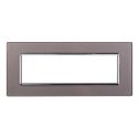 Ettroit Plaque compatible Bticino Livinglight 7 modules en verre couleur argent - LN84706