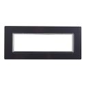 Ettroit Plaque compatible Bticino Livinglight 7 modules verre graphite acier foncé - LN84710