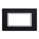 Ettroit Placca 3 posti compatibile Bticino Livinglight alluminio colore nero LN86302