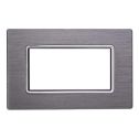 Ettorit placca compatibile Bticino Livinglight 3 moduli alluminio colore argento satinato - LN86306