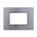 Plaque compatibles Bticino Livinglight 3 modules aluminium couleur argent brillant satiné
