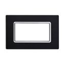 Ettroit Plaque 4 places compatible Bticino Livinglight 4 modules aluminium coloris noir - LN86402