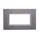 Ettroit Plaque compatible Bticino Livinglight 4 modules aluminium couleur argent satiné - LN86406