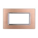 Ettroit Plaque compatible Bticino Livinglight 4 modules aluminium couleur or - LN86411