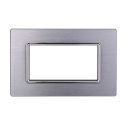 Plaque compatibles Bticino Livinglight 4 modules aluminium couleur argent brillant satiné