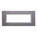Ettroit Plaque compatible Bticino Livinglight 7 modules aluminium couleur argent satiné - LN86706