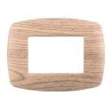 Ettroit placca compatibile Bticino Livinglight 3 moduli plastica slim colore legno chiaro - LN87304