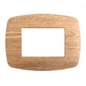 Ettroit placca compatibile Bticino Livinglight 3 moduli plastica slim colore legno scuro - LN87305