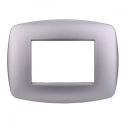 Ettroit placca compatibile Bticino Livinglight 3 moduli plastica slim colore argento - LN87306