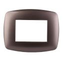 Ettroit placca compatibile Bticino Livinglight 3 moduli plastica slim colore acciaio bronzo - LN87310