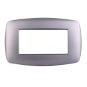 Ettroit placca compatibile Bticino Livinglight 4 moduli plastica slim colore argento - LN87406