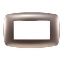 Ettroit placca compatibile Bticino Livinglight 4 moduli plastica slim colore acciaio bronzo - LN87410