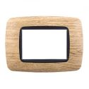Ettroit placca compatibile Bticino Livinglight 3 moduli plastica bombata colore legno chiaro - LN88304