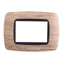 Ettroit placca compatibile Bticino Livinglight 3 moduli plastica bombata colore legno scuro - LN88305