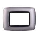 Ettroit placca compatibile Bticino Livinglight 3 moduli plastica bombata colore argento - LN88306