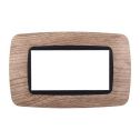 Ettroit placca compatibile Bticino Livinglight 4 moduli plastica bombata colore legno chiaro - LN88404