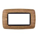 Ettroit placca compatibile Bticino Livinglight 4 moduli plastica bombata colore legno scuro - LN88405