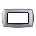 Ettroit placca compatibile Bticino Livinglight 4 moduli plastica bombata colore argento - LN88406